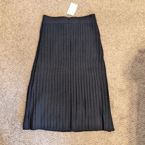 NWT Quince 100% Mongolian Cashmere Ribbed Midi Skirt Black XS Capsule